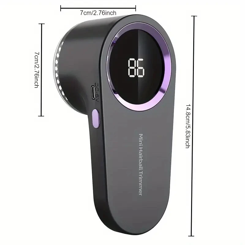 العنوان الجديد: ماكينة حلاقة الوبر والقماش الكهربائية القابلة لإعادة الشحن - شحن USB محمول، شاشة LED، آمنة للملابس والفراش والسجاد،