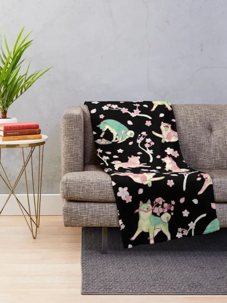 Shibakura & Matchinu in black Throw Blanket Giant Sofa sofa bed Retros Shaggy Blankets