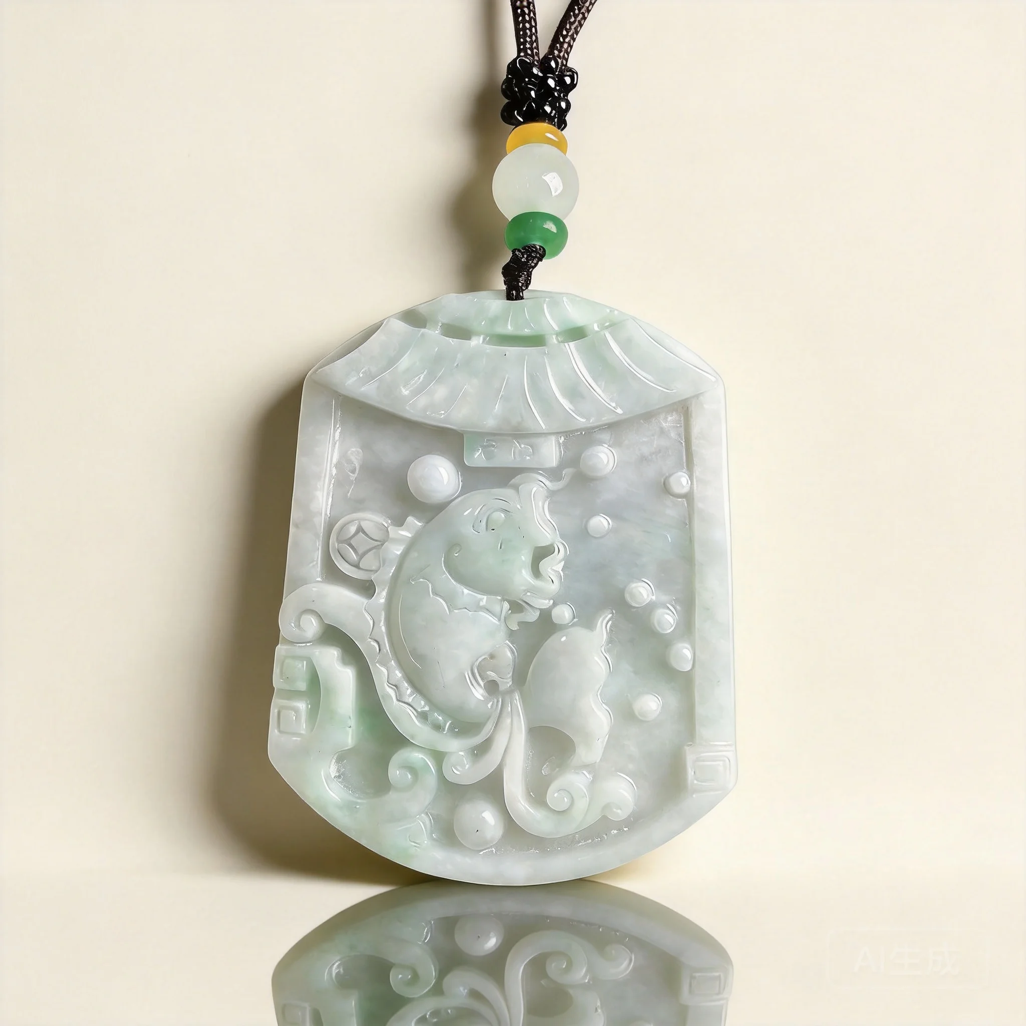 Natural Grade A Light Green Jadeite Pendant Carp Leaping Dragon Gate Waxy Texture Chinese Style Lucky Blessing Wealth Attracting