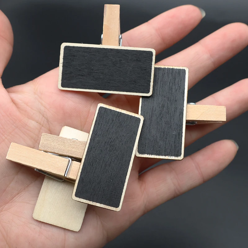 10Pcs Rectangle Display Message Price Tag Mini Wooden Small Blackboard Clips Insert Sign Sticky Note Photo Map Card Memo Clip - view 4