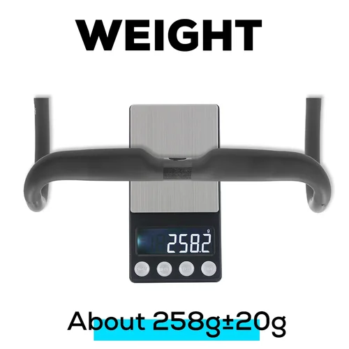 Imagen 2 del producto Manillar de Carretera AERO T1000 360-420mm Negro Mate con Cableado Interno para Bicicleta de Carretera y Gravel - Componente de Bicicleta