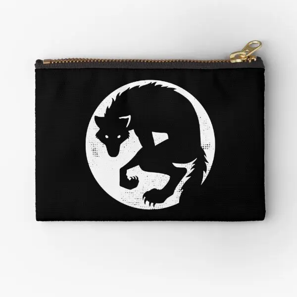 Werewolf Silhouette In Front Of The Moon  Zipper Pouches Wallet Panties Small Storage Underwear Socks Women Men Bag Pocket