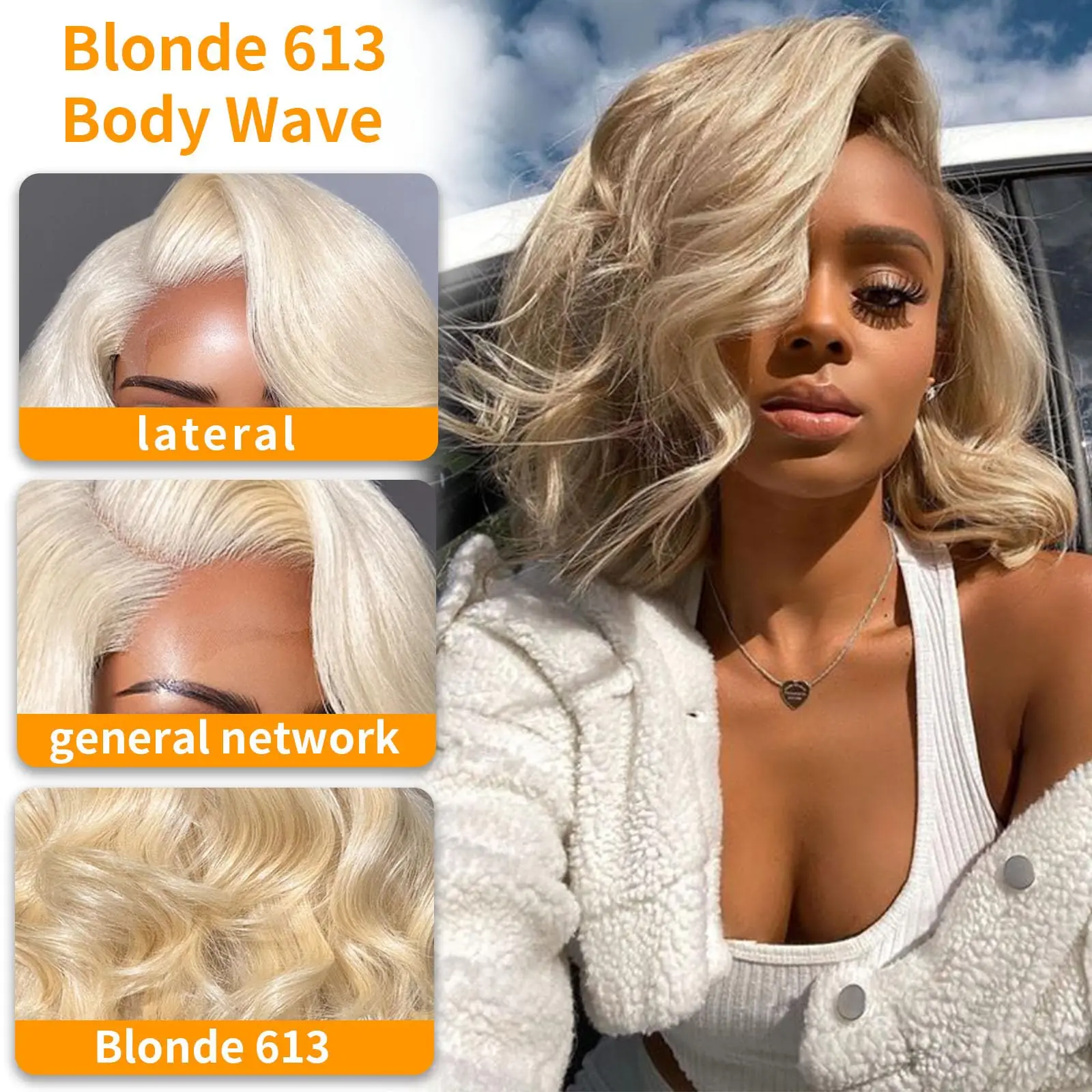 613 Blonde Kort Krullend Bob Pruik Kant Voorpruik Losse Golf Platina Natuurlijke Haarlijn Hot Resistente Lijmloze Bob Cut Pruiken voor Vrouwen