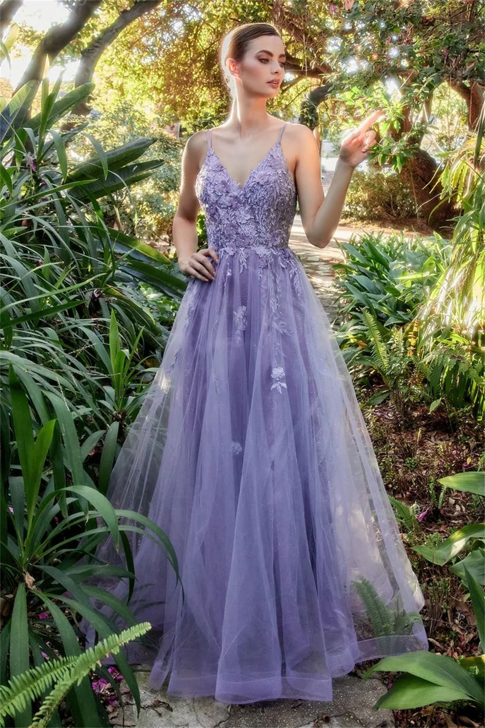 Amanda Purple Spaghetti Strap vestidos de noche Lace Embroidery Tulle A-line Prom Dresses Elegant Sleeveless Formal Evening 2024