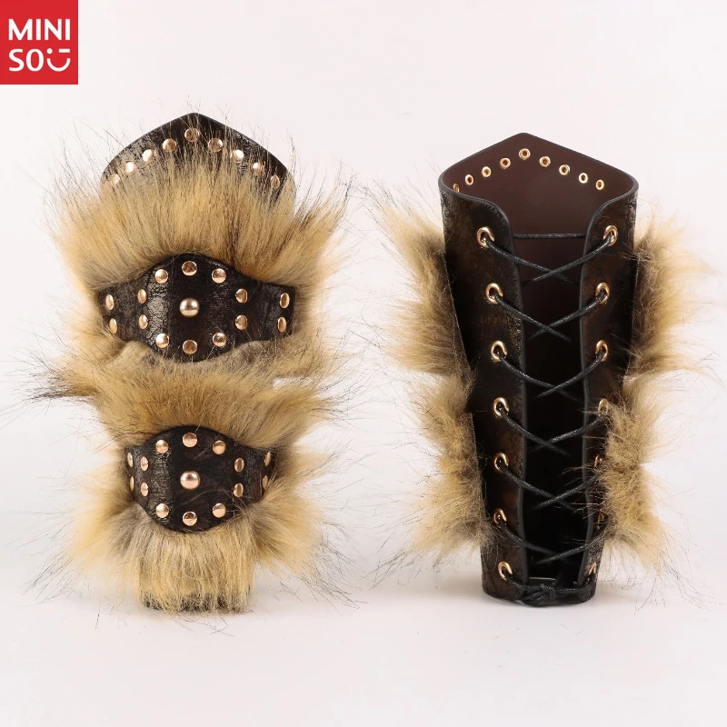 

Miniso Medieval Riveted Bracer, Knight Cosplay Wrist Armor for Stage Performance