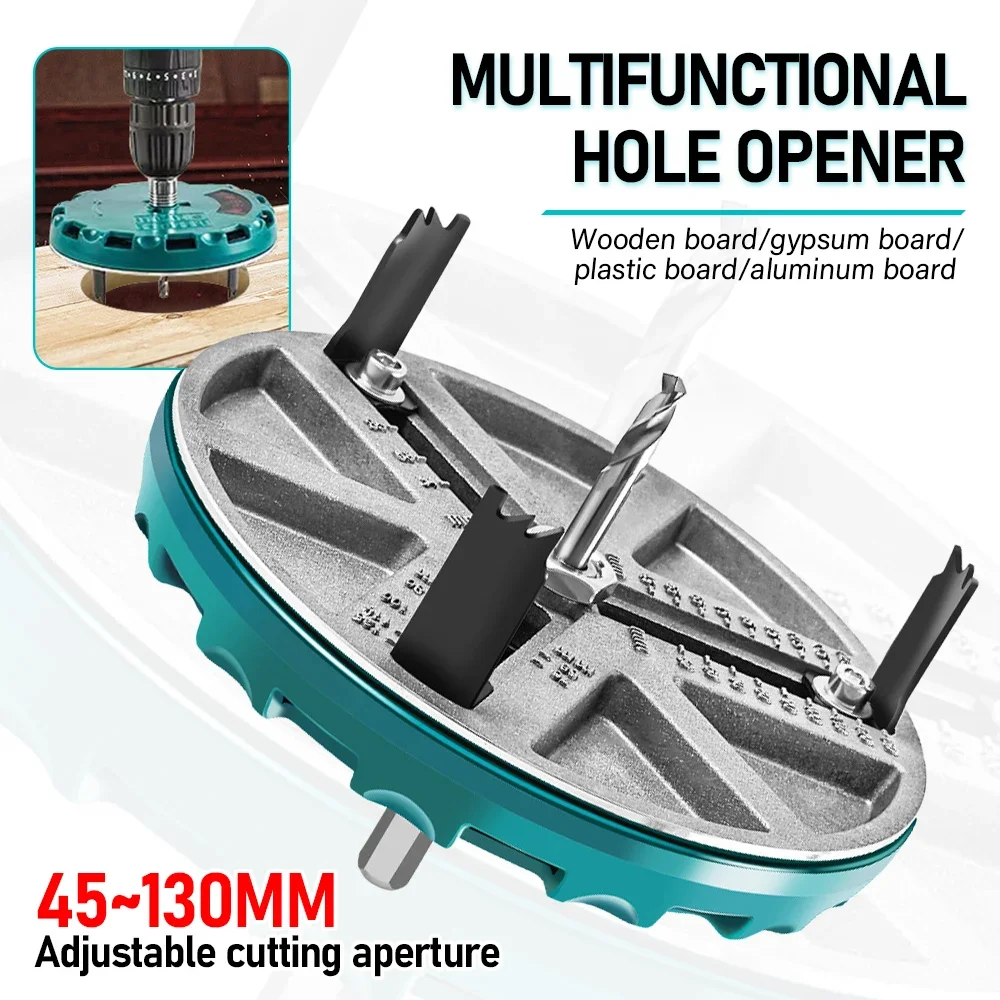 Multi-Function Adjustable Woodworking Hole Opener 45~130mm Gypsum Board Plastic Aluminum Plate Electric Drill Bit Punching Tool