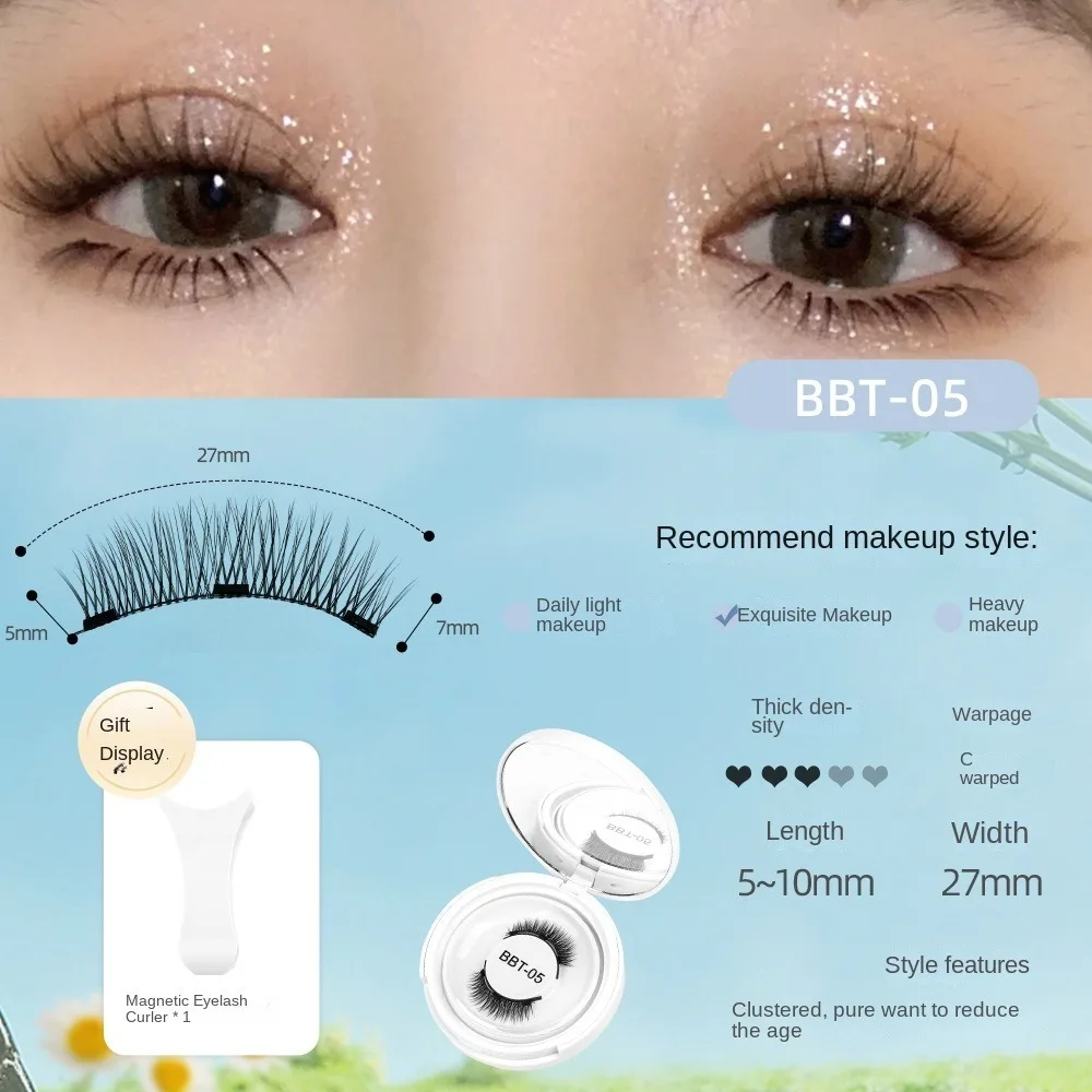

Professional Magnetic False Eyelashes with Mirror Glue-Free Reusable Eyelash Extension Tweezer No Glue Dual Magnetic Lashes