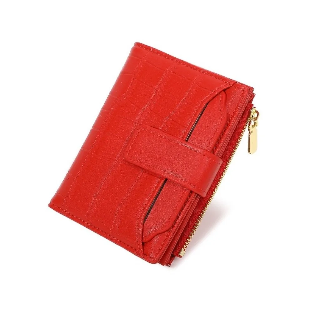 

Versatile Solid Color Folding Wallet Multiple Card Two-fold Women Short Wallet Zipper Classic PU Card Bag Work