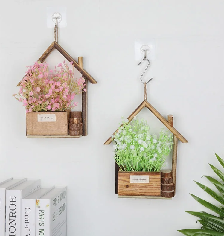 

Wood Wall Planter Vase with Artificial Flowers Farmhouse Wall Hanging Decor Pocket Planter for Indoor Fake Plants Greenery