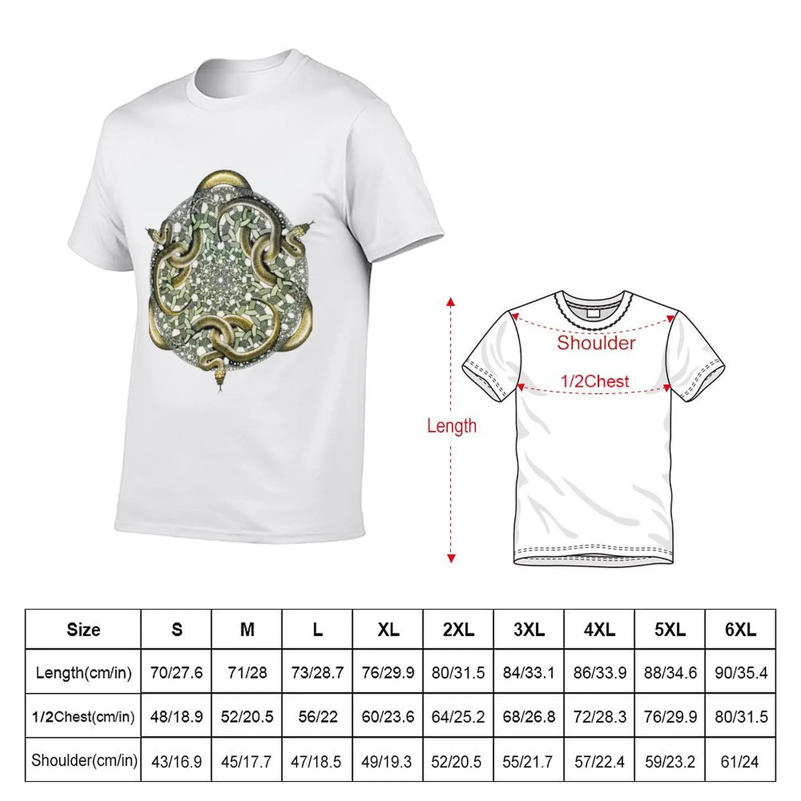 Escher Snakes T-Shirt t shirt man plain t shirt for man 100 percent cotton T-Shirt