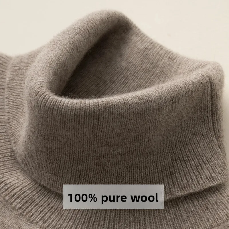 

New solid color high neck soft and skin friendly thick wool sweater for women's autumn and winter long sleeved base sweater