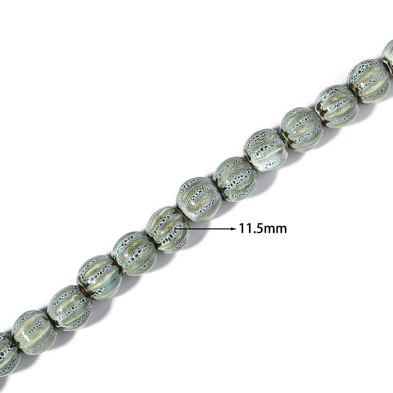 1String 11.5mm Ceramic Beads Striped Pumpkin Pattern Hole Size 2.3mm Spacer Beads Diy Jewelry Bracelet Necklace Accessories