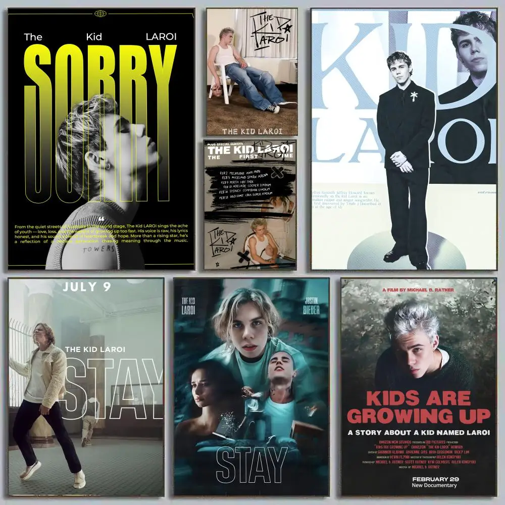 مغني الراب K-كيد L-LaroI اللوحة الخط شخصية المساحات قماش المشارك جدار جدارية الفن صور لغرفة ديكور المنزل #3