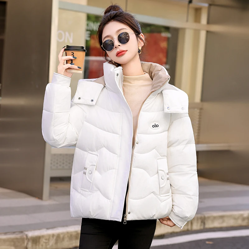 

Faionable Hooded ort Cotton Jaet Women's Winter New Small Size down Cotton Coat Loose Slimming Thiened Cotton Outerwear
