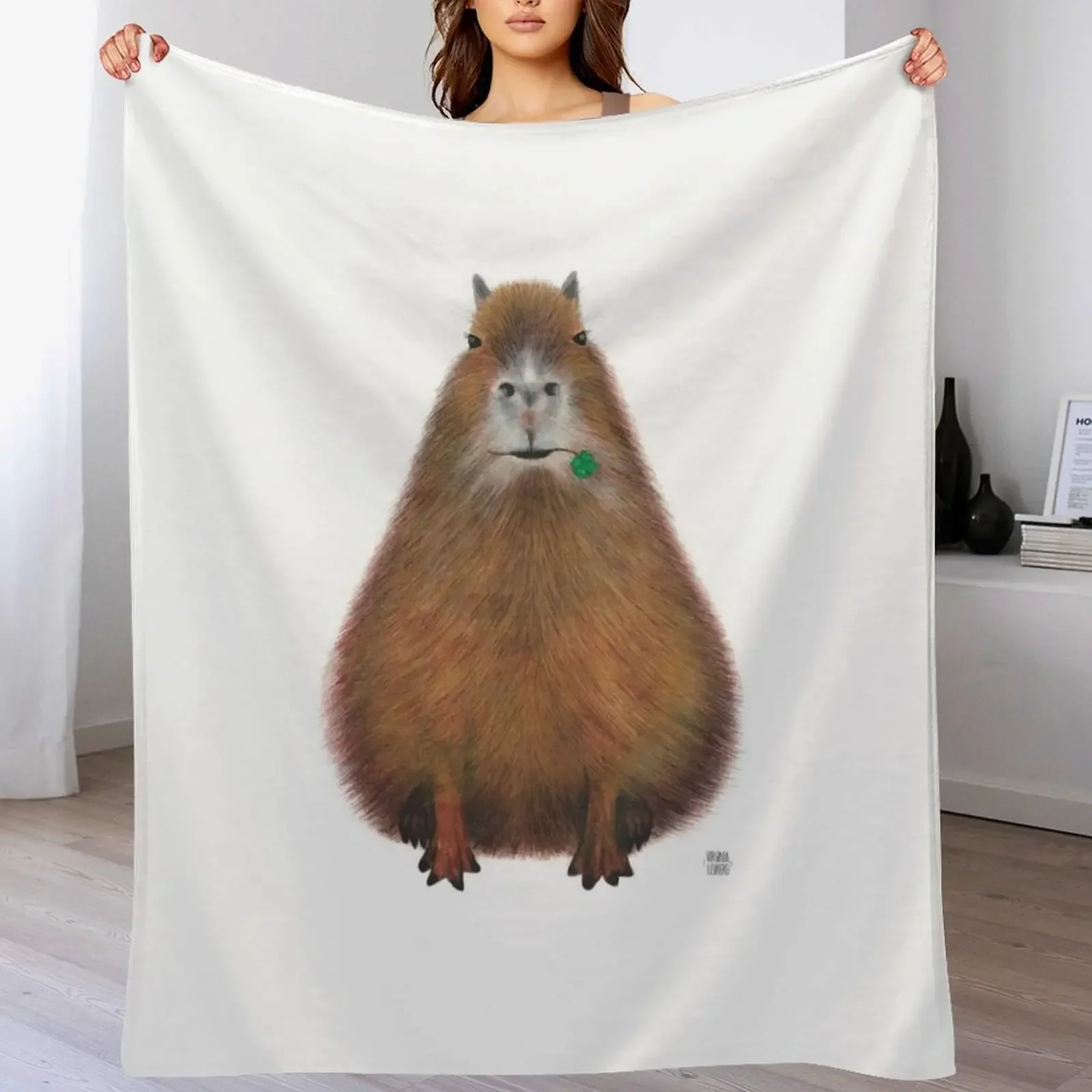 

Capybara high quality, hand made illustration Throw Blanket manga Soft Beds Polar Blankets