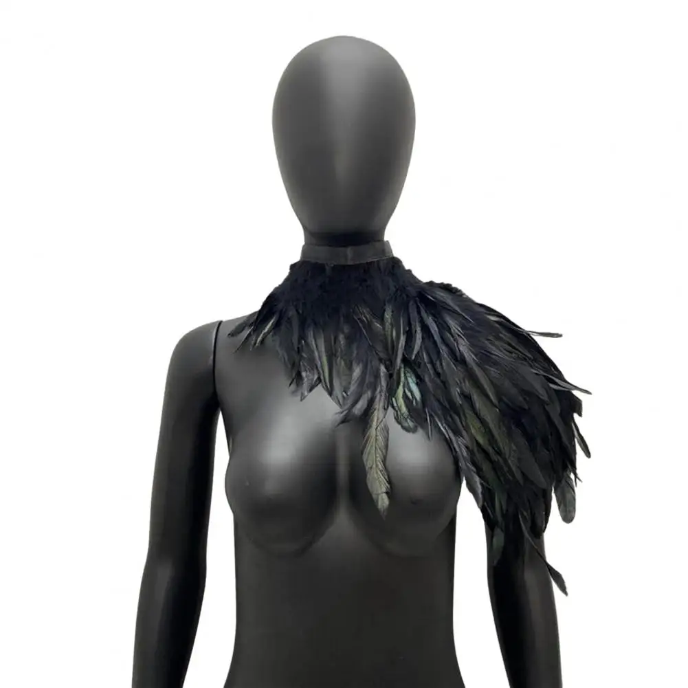 Fake Feather Shawl Feather Shrug Cape for Cosplay Stage Performance Adjustable Retro Collar Costume for Dancers Parties Stylish