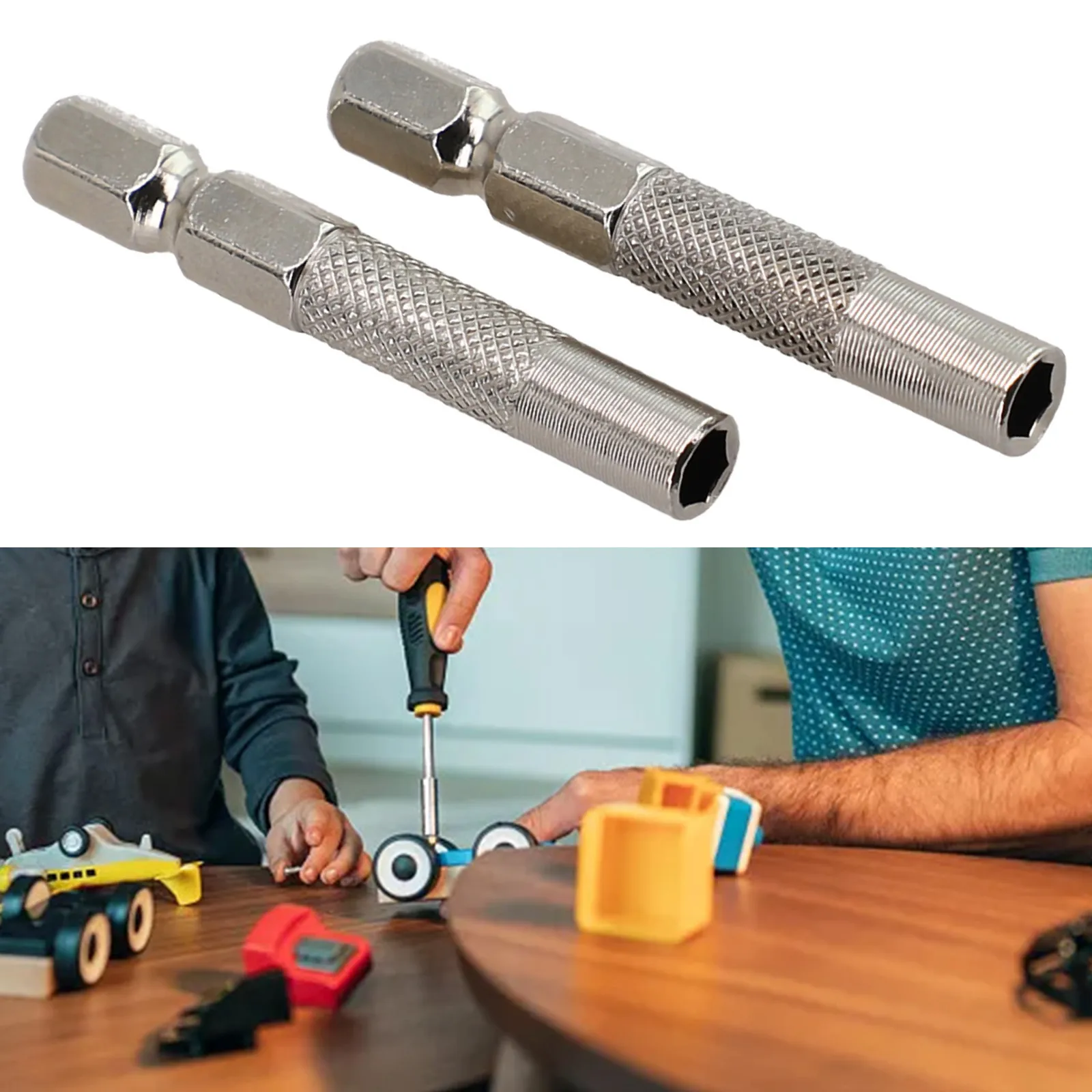 2pcs Screwdriver Adapter Hex Shank 6.35mm Insert Bit Adapter To 4mm Electric Screwdriver Socket Holder Hand Tool