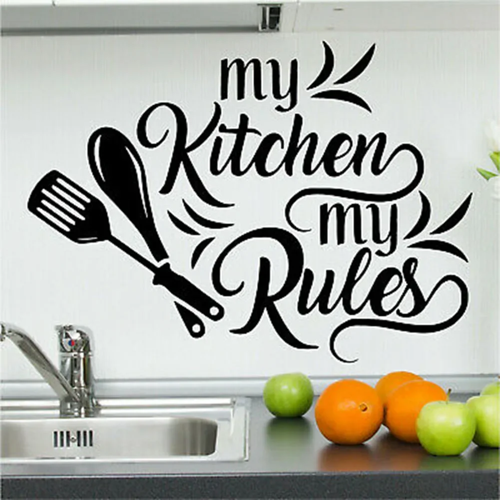 Customize Your Kitchen with My Kitchen My Rules Stickers Easy DIY Application Removable Vinyl Material 55x44cm