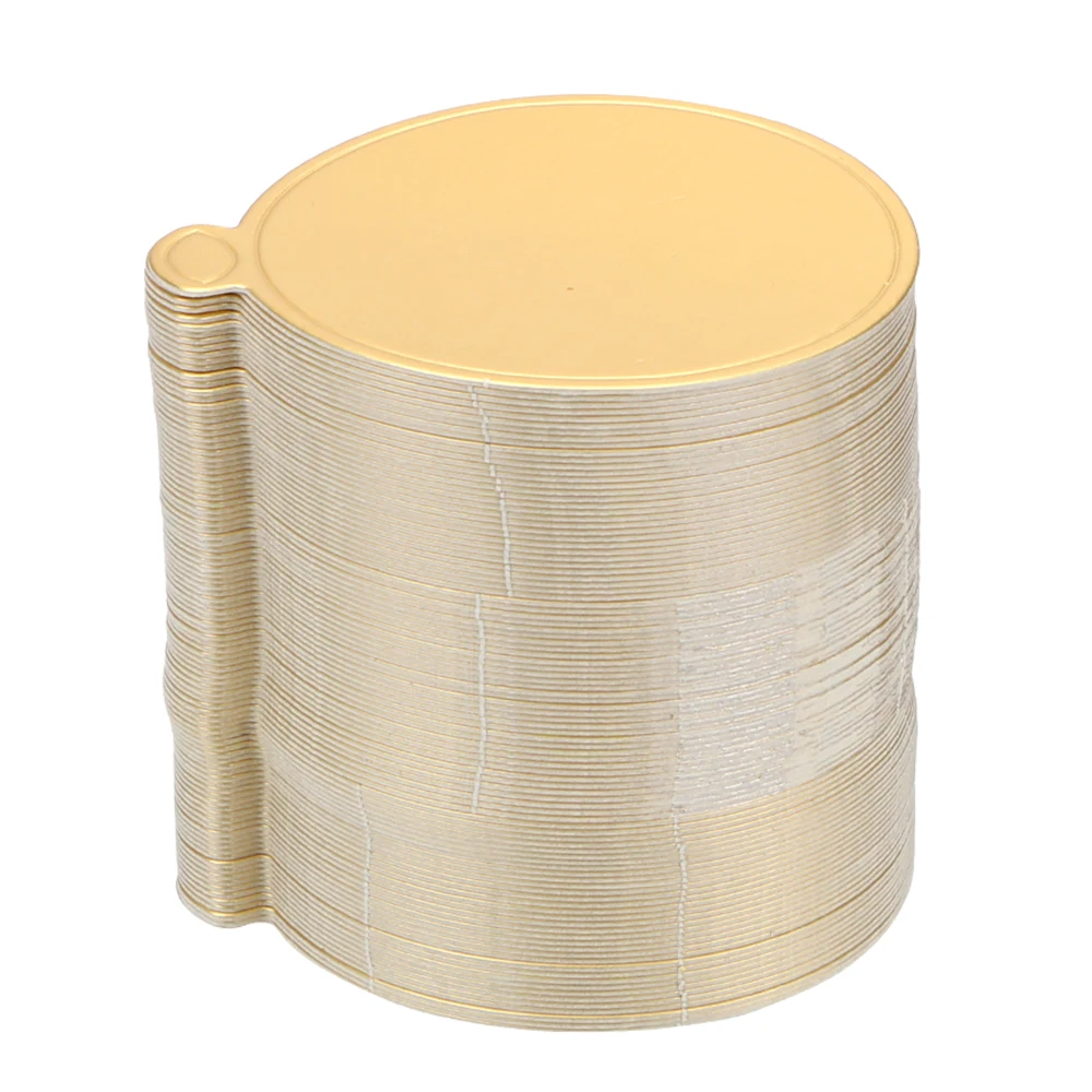 Porta-copos de papel dourado, kit decorativo de pastelaria, placas de bolo, papelão, sobremesa, bandeja 100 unidades/pacote, bandeja redonda de sobremesa para bolo