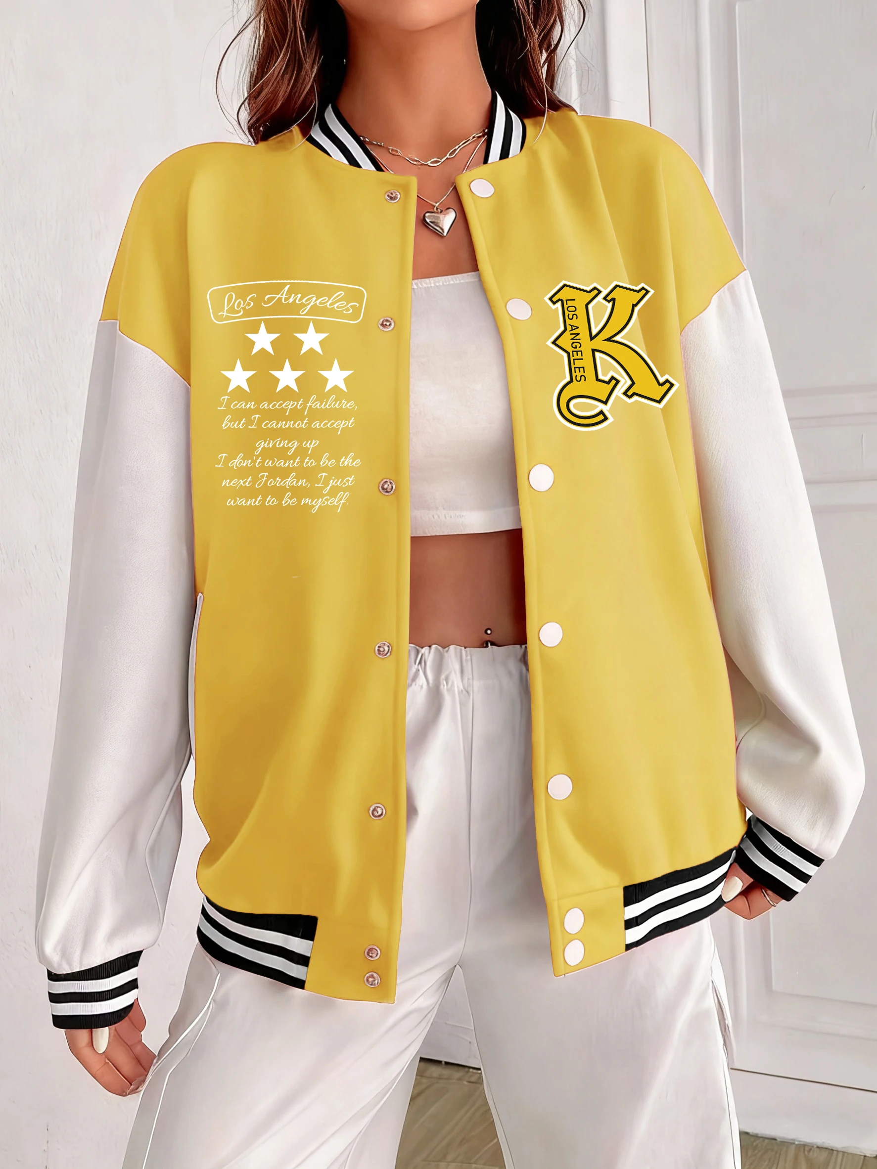 

Бейсбольная форма с пятиконечной звездой и буквенным принтом K, женская свободная одежда, модные американские куртки, осенняя хлопковая спортивная одежда