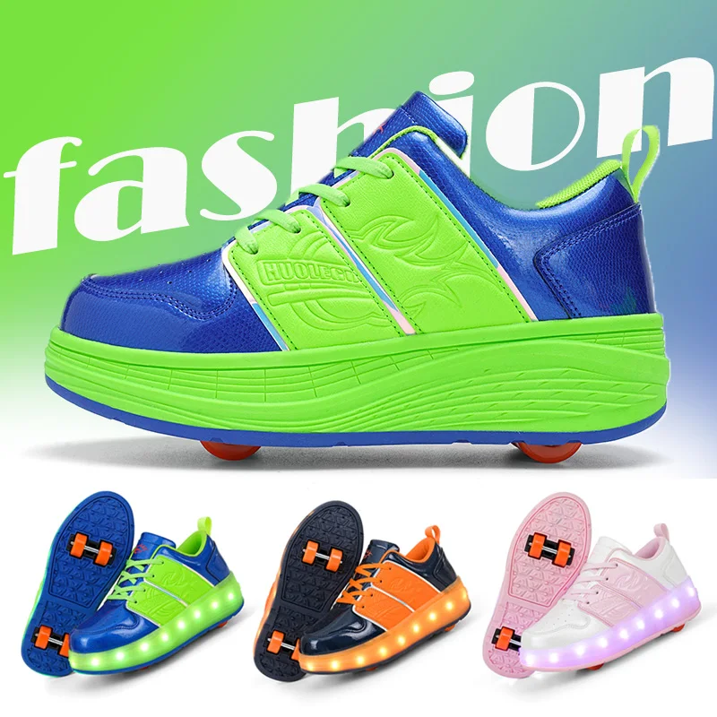 Kid Wheels Shoes Roller Skate Shoes 2 Wheels for Child Deform Sneakers Outdoor Sport  Parkour  Boy Girl best Gift