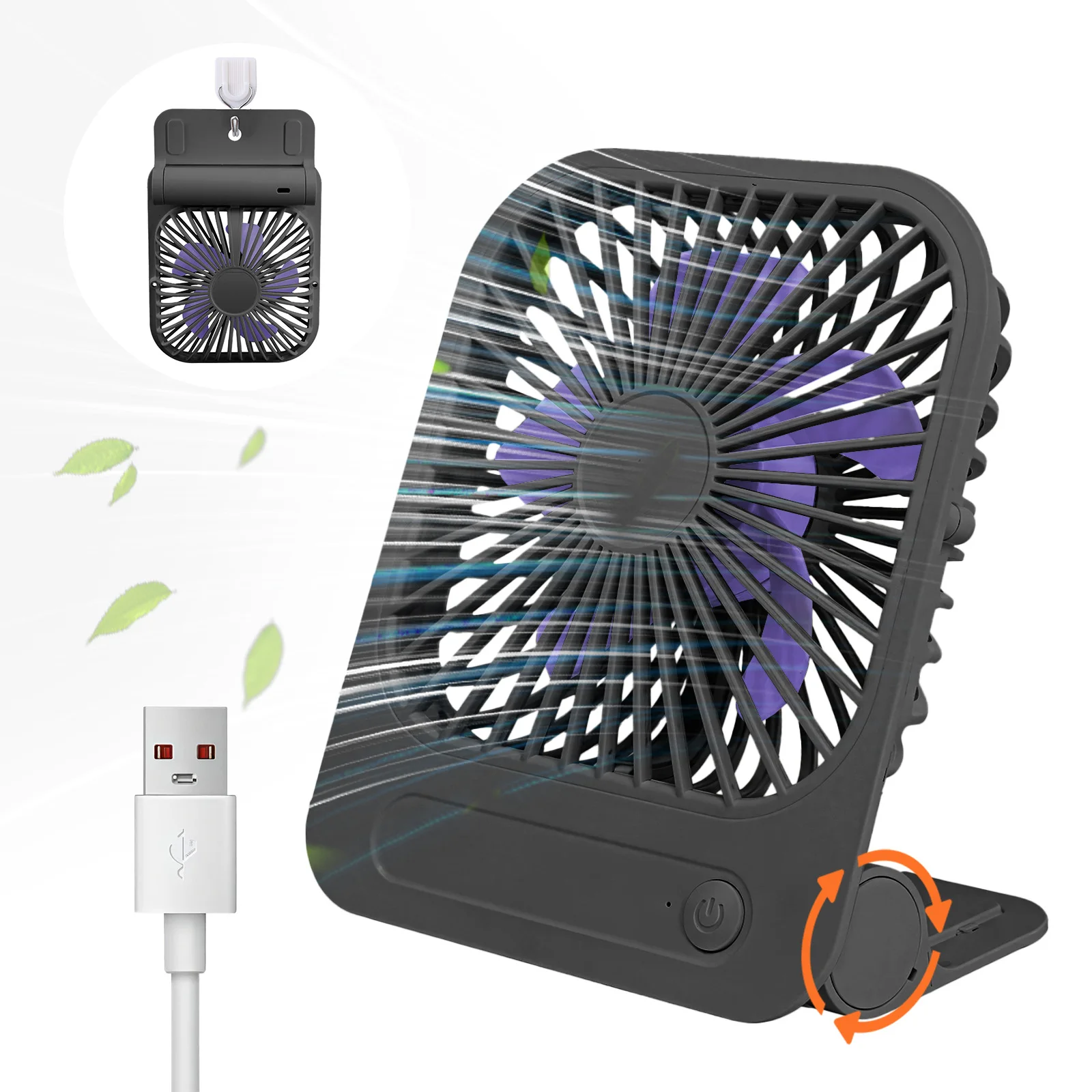 

Портативный магнитный вентилятор Eary с аккумулятором 1200 мАч USB перезаряжаемый 180 ° Регулируемый 4-скоростной ультратонкий вентилятор воздушного охлаждения