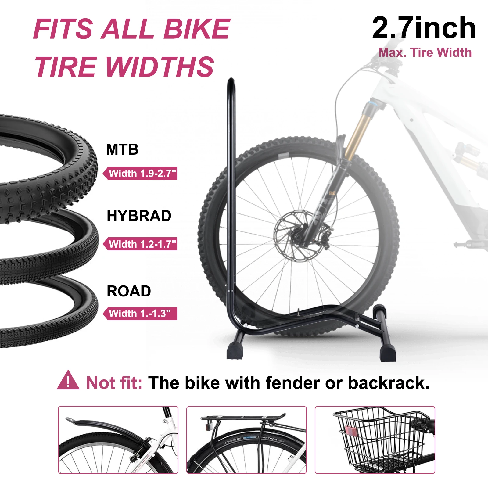 

L-Shaped Mountain Bike Stand, Freestanding Floor Cycle Rack Organizer, Maximum 2.7-Inch Tire Width Steel Vertical Bike Holder, High Strength Cycling Display Storage for Home Garage Collectibles display rack