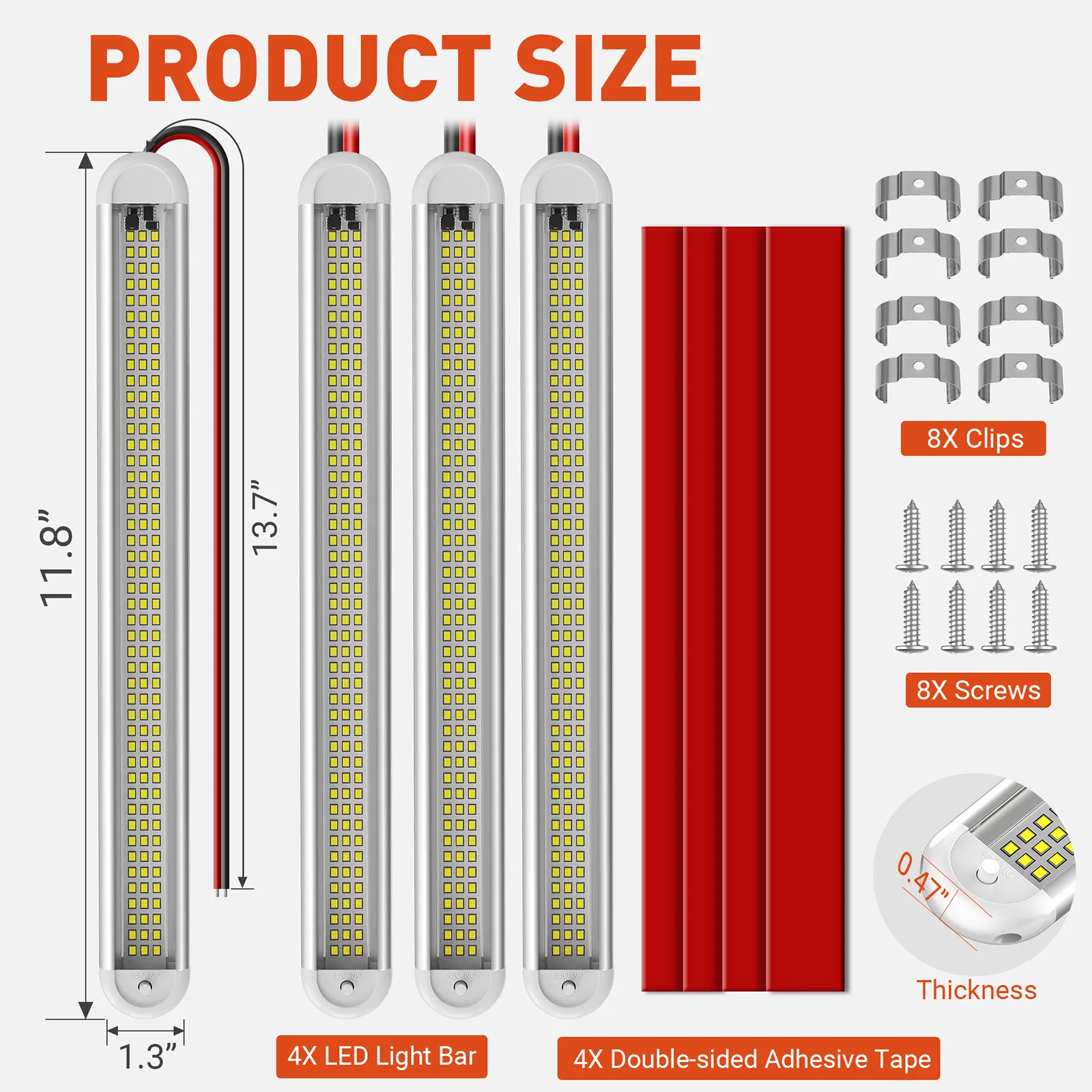 

12V LED Interior Light Bar, 120LEDs 28W Led Strip Lights with ON/Off Switch for Enclosed Cargo Trailer Car RV Van Truck Caravan