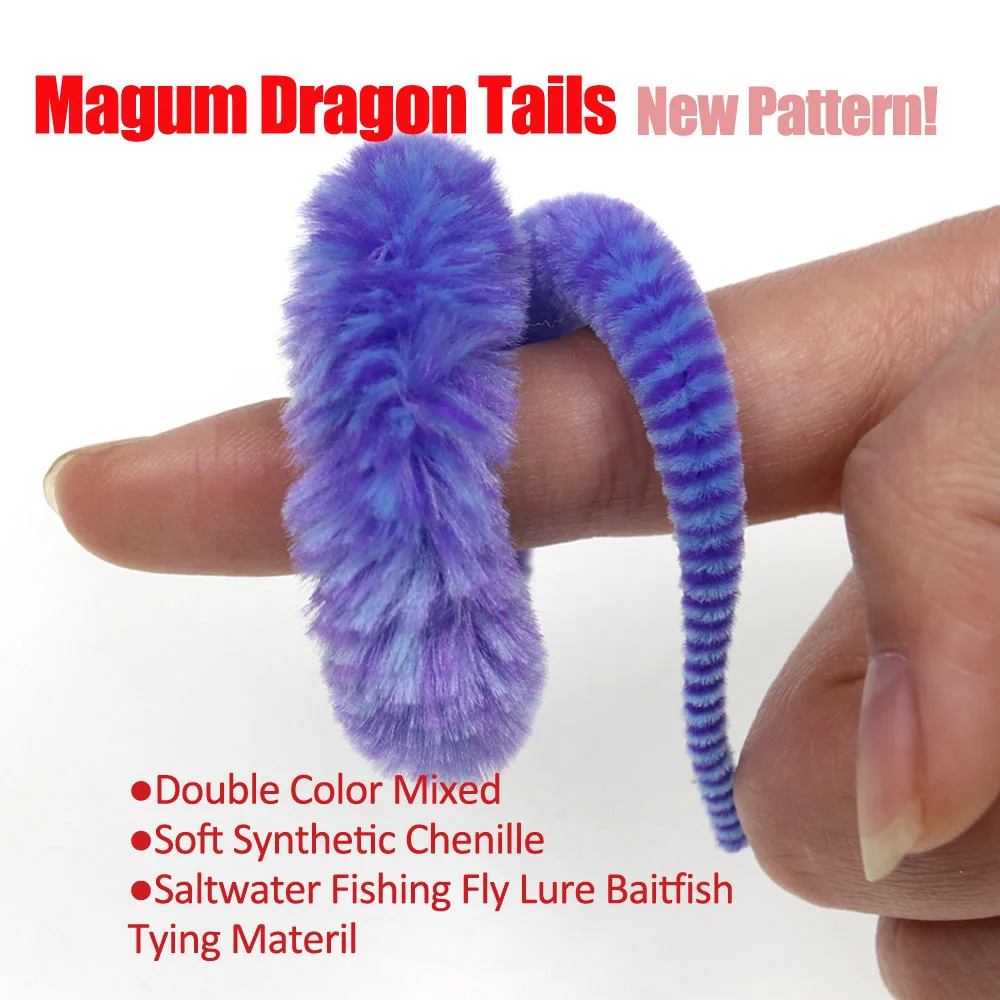 9PCS/10PCS Bicolor Magnum Dragon Tail Wiggle Tails Pike Saltwater Streamer Steel Head Fly Tying Material Double Color Size L