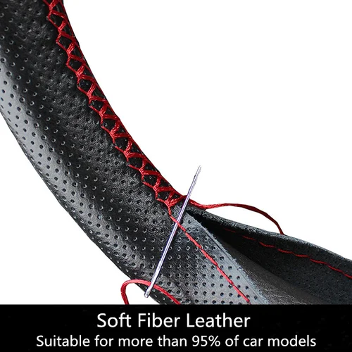 Imagen 2 del producto Protector para volante de coche, cuero Artificial suave antideslizante, 38cm, con agujas y hilo trenzado en accesorios para volante de coche