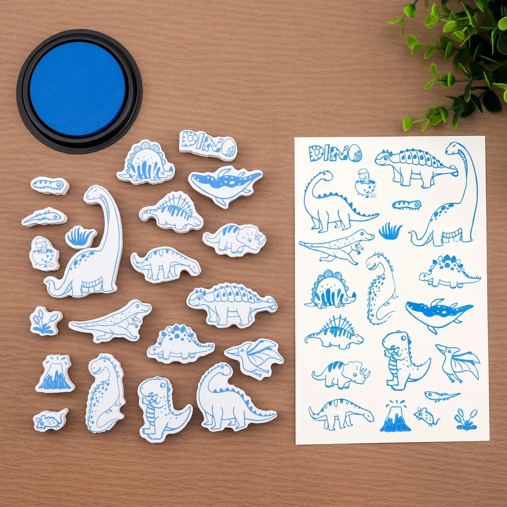 Kreative rot/blaue EVA-Stempelsets mit Stempelkissen, ideal für Scrapbooking, Handmachen, Karten und DIY-Stempelwerkzeuge. Einfach zu bedienen