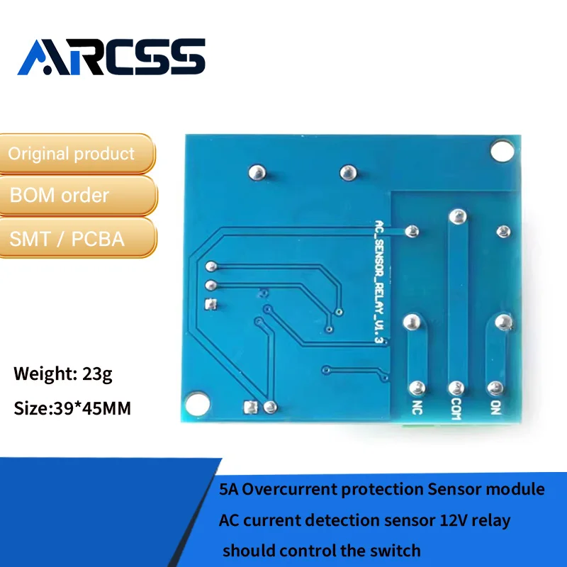 5A وحدة استشعار حماية التيار الزائد مستشعر كشف التيار المتردد 12 فولت يجب أن يتحكم في المفتاح