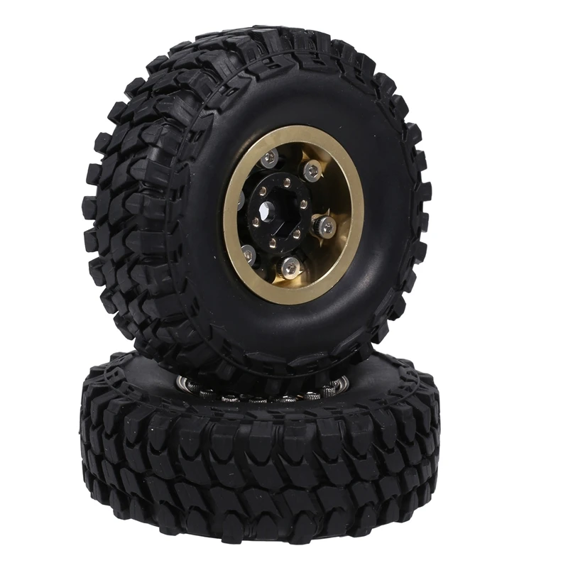 54Mm Tire 1.0 Brass Beadlock Wheel Rim Deep Dish Negative Offset 3.15Mm For 1/24 RC Crawler Car Axial SCX24 Parts