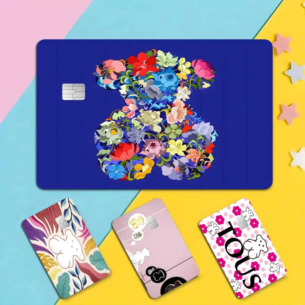 T-TO-USes Bear Anime Cartoon Sticker Film Skin for Credit Card Debit Bank Bus Card