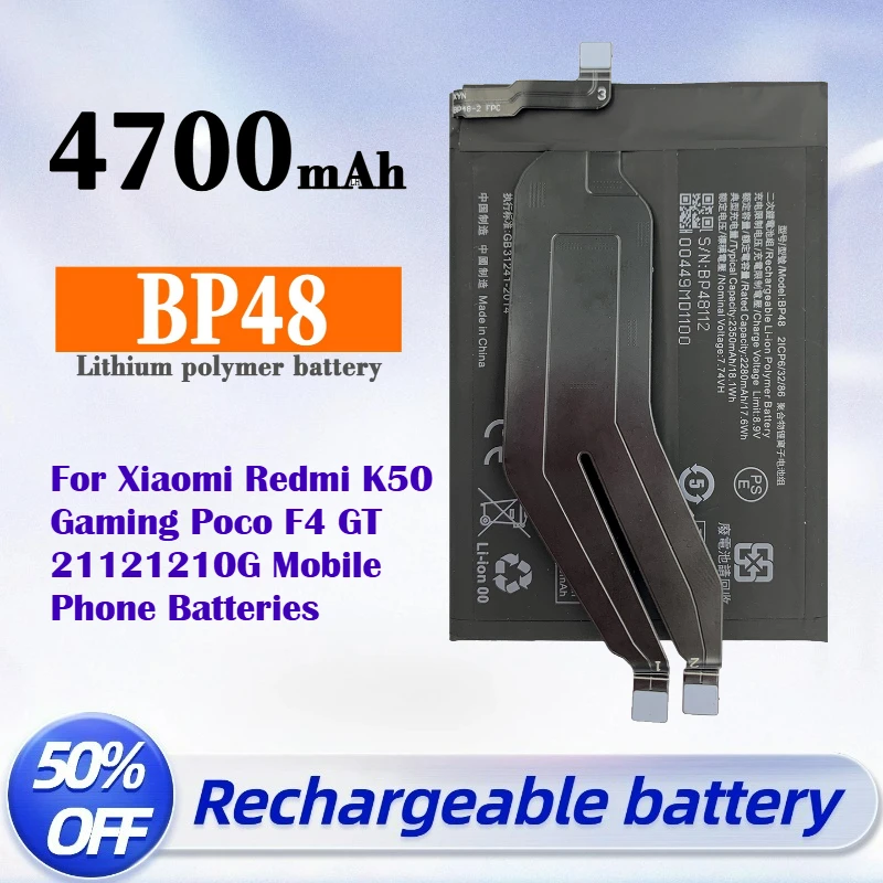 High-Capacity BP48 4700mAh 7.74V Replacement Battery for Xiaomi Redmi K50 Gaming Poco F4 GT 21121210G Mobile Phone Batteries