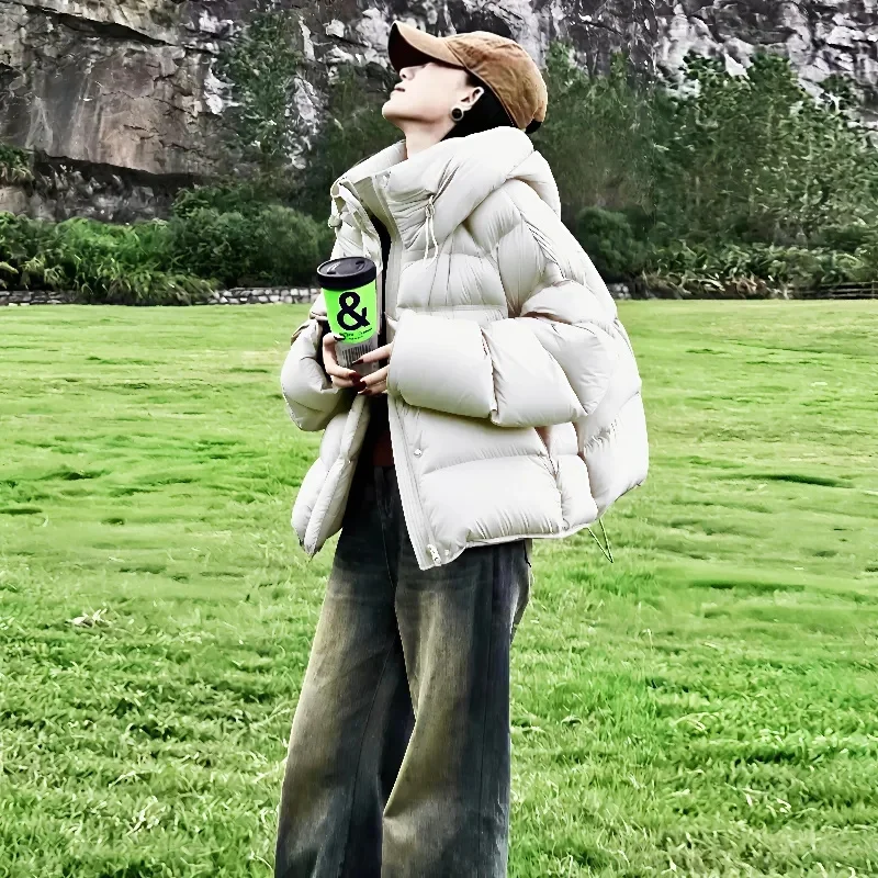 

Korean Down Coat Women Parkas Winter 2025 New Short Cotton-Padded Jacket Ladies Thick Bread Outwear Fashion Hooded Overwear Tops
