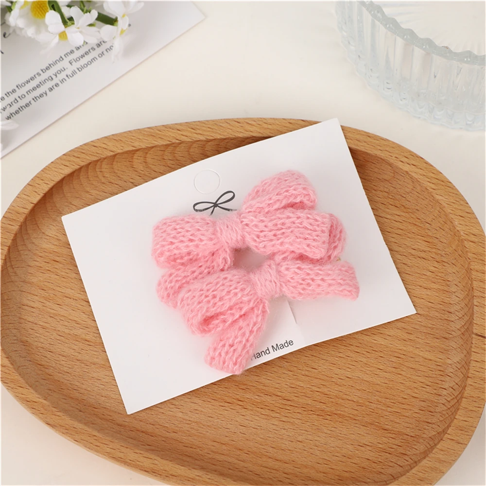 2Pcs/Set Wool Knit Hair Clips Cute Hairpins Girls BB Clips Sweet Hair Clip Barrettes Kids Headwear Baby Girl Hair Accessories