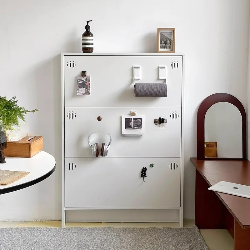 Ins Wind خزانة أحذية رفيعة للغاية مدخل باب منزلي حديدي خزانة أحذية ضيقة للغاية رفيعة #2