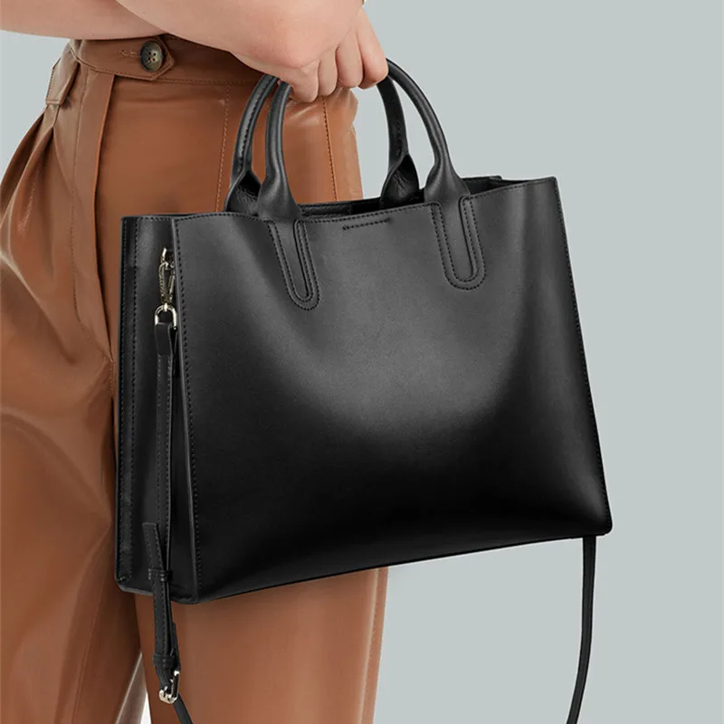 Genuine Leather Women's Handbags Tote Bag Commuter 14 Inch Computer Bag Business Briefcase Shoulder Crossbody Bags