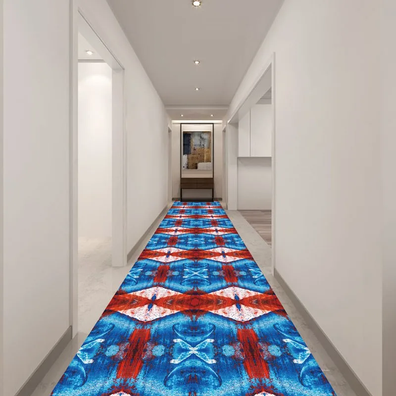 Reese Carpets Living Room Porch Rug Hallway Corridor Aisle Decor Creative Abstract Bright Red And Blue Acrylic Geometric Pattern