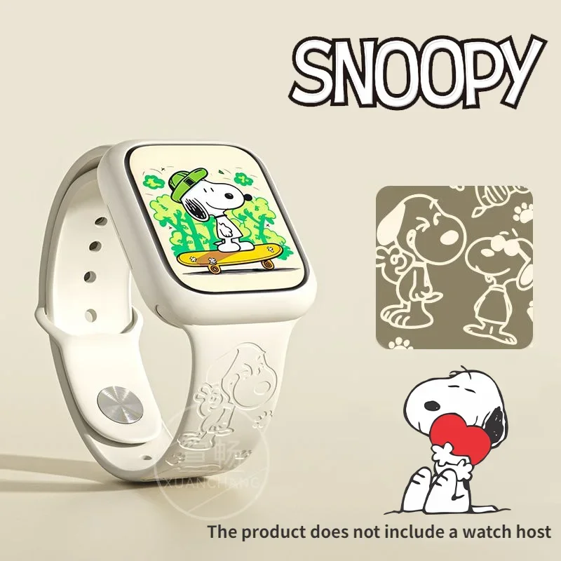 Snoopy Carving Pattern Strap for Apple Watch Band 44mm 40mm 45mm 41mm 38mm 42mm Silicone Solo Loop Bracelet IWatch 8 Ultra 7 6 5