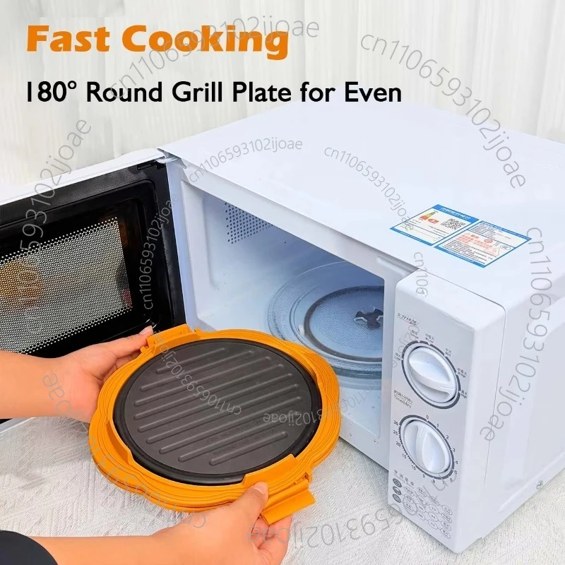 Quick Heat Microwave Baking Pan Yellow Silicone Round Pot Chicken Wings Reheat Kitchen Tools