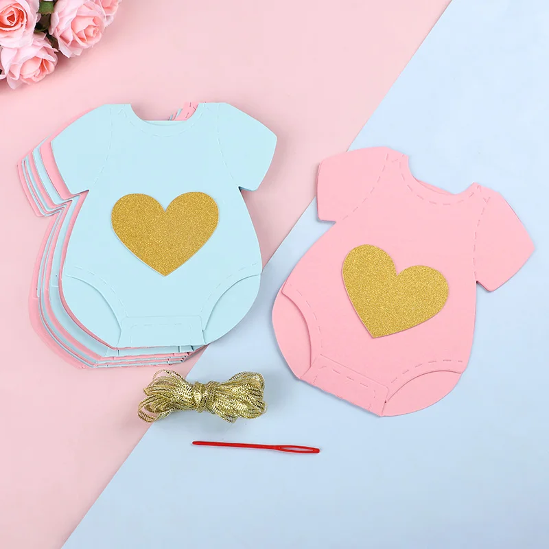 1pc Gender Revealing Banner Pink And Blue Heart Jumpsuit String Flag Baby Shower Birthday Holiday