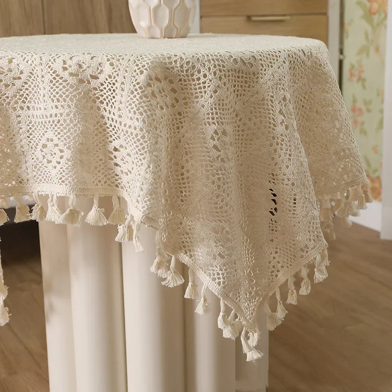 Light Coffee Embroidered Table Cloth European Lace Tea Table Cloth Home Decor Rectangular Tablecloths Table Cover