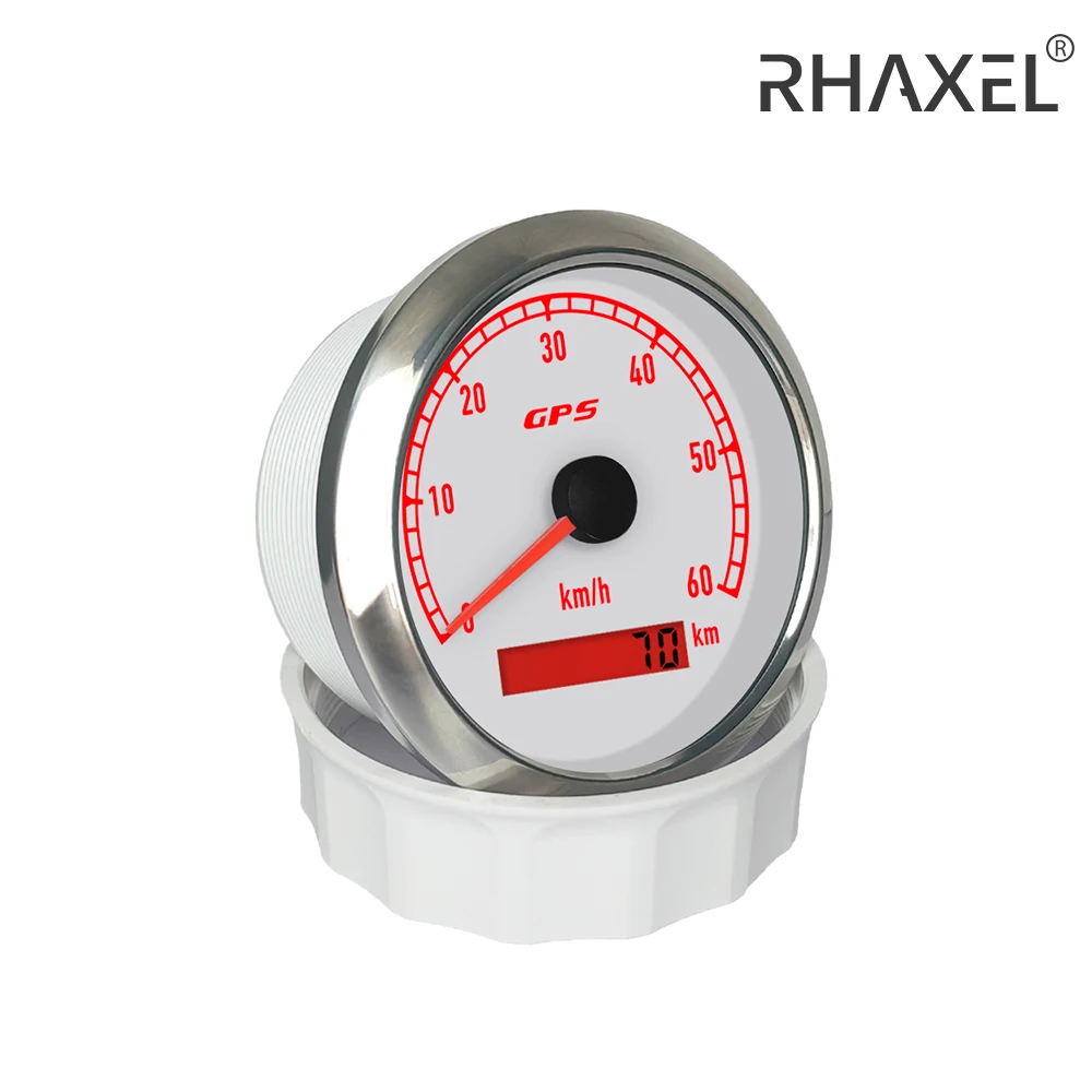 

RHAXEL 80mm GPS Speedometer 60km/h 80km/h 120km/h 200km/h Odometer for Car Auto Motorcycle with 7 Colors Backlights 12V 24V