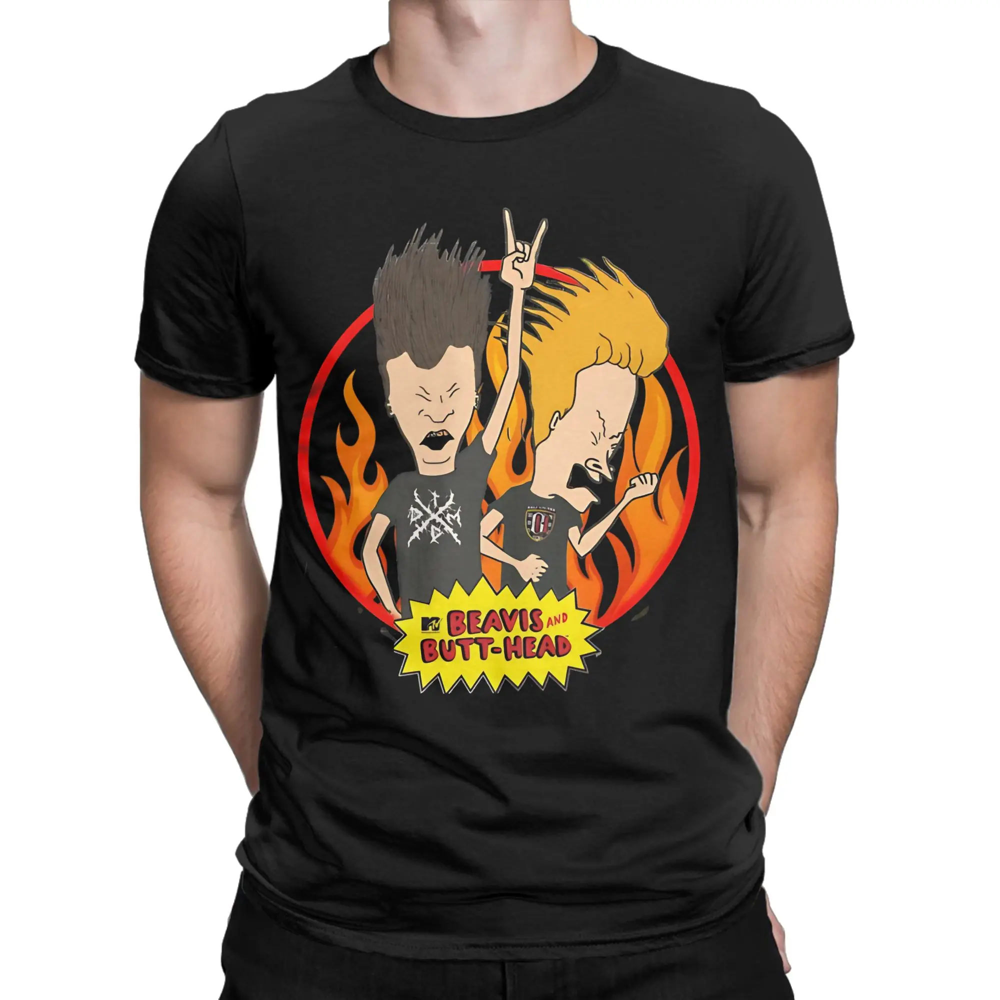 

CartoonBeavis and butthead T Shirt Men 100%Cotton Tops Harajuku Round Neck Short Sleeve