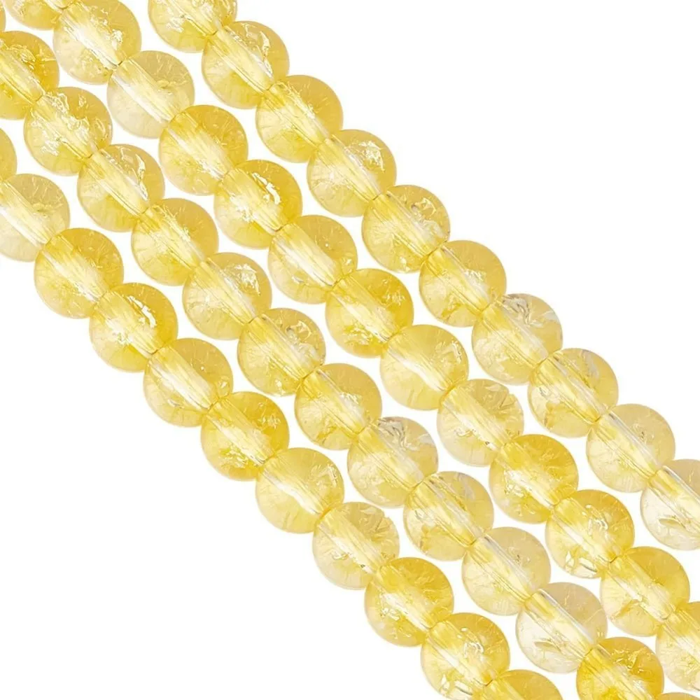 About 134 Pcs Citrine Round Beads 6mm, Clear Golden Citrine Gemstone Beads Stone Loose Beads 0.8mm Hole Spacer Bead for Jewelry