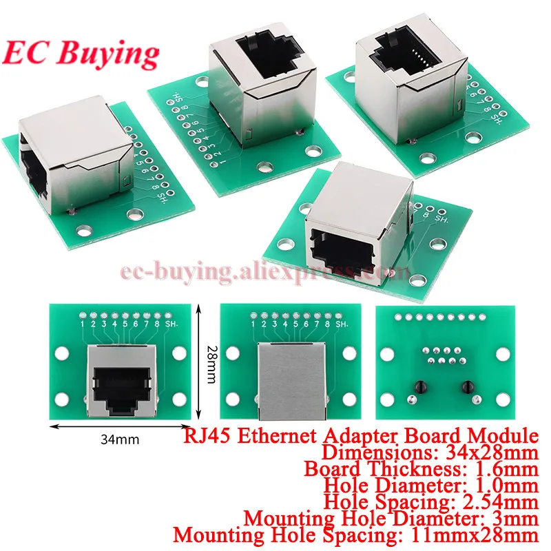1Pc-20Pcs RJ45 Ethernet Network Port Adapter Board XH2.54 Modular Switchboard Transfer Test Connector Interface Breakout Board
