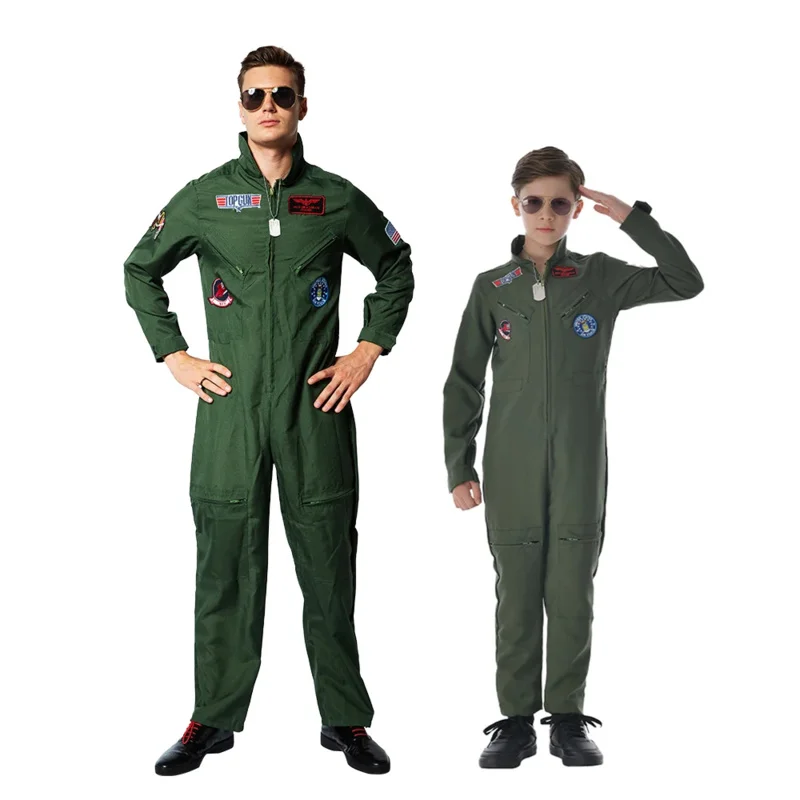 

2025 New Reneecho Men Top Gun Flight Suit Boys Air Force Fighter Pilot Jumpsuit Halloween Costume For Family Purim C ★☆★