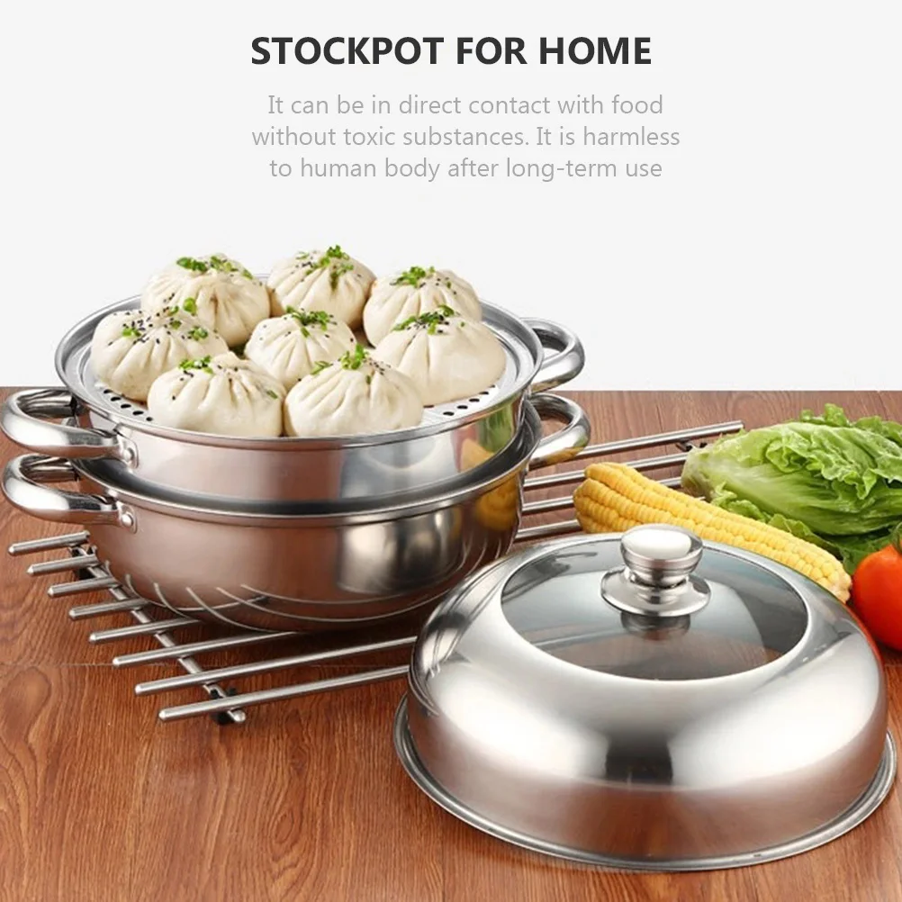 

1Pcs Stainless Steel Steamer Multi-Layer Large Capacity Steam Pot Kitchen Cooking Tool for Home Use Steam Pot